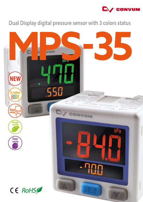 MPS-35 Dual Display digital pressure sensor with3colors status